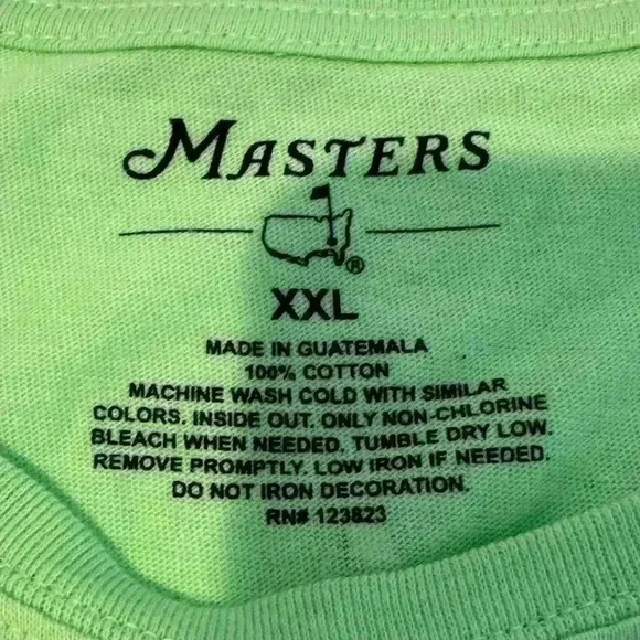 NWT ⛳️⛳️Masters Mint Green 2016 with Champions List on Back T-Shirt (Size XXL) - Picture 6 of 9